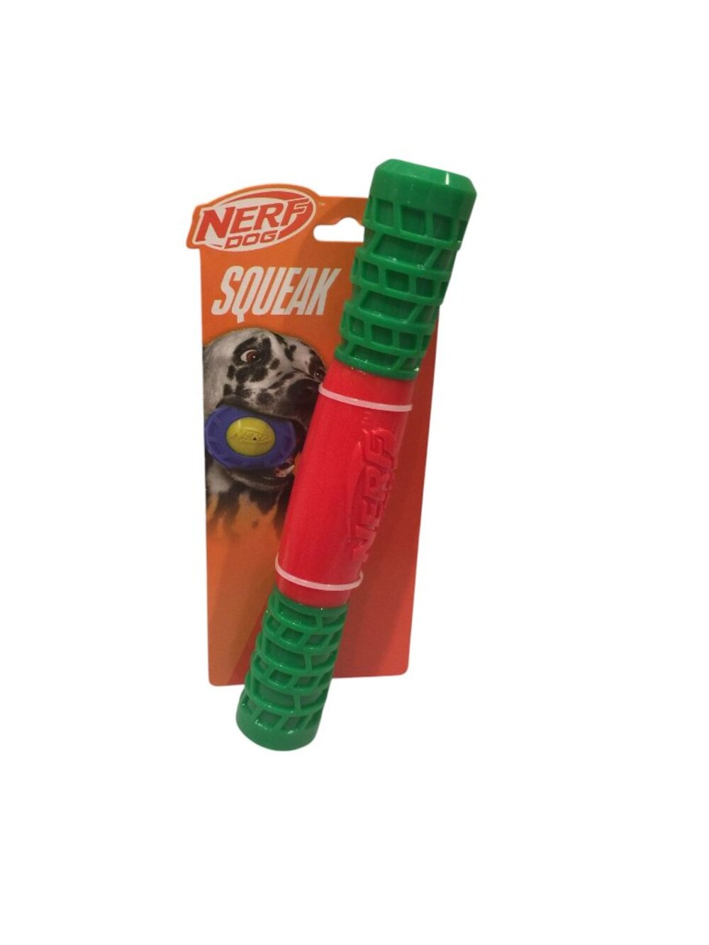 Nerf Dog Squeak 11" Fetch Stick Green Red